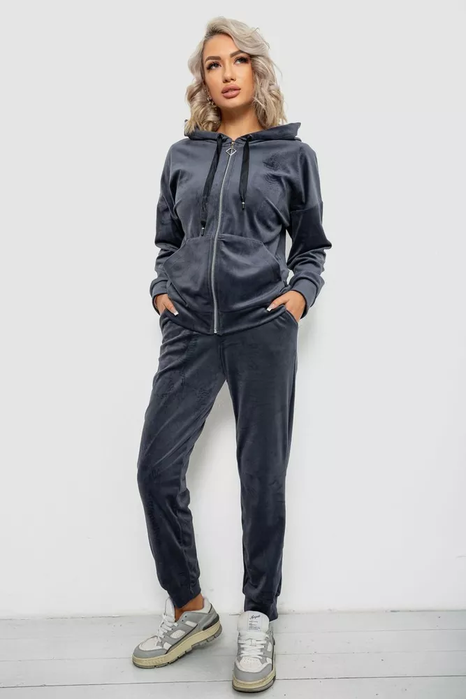 Купити Спортивний костюм жіночий велюровий, колір сірий, 257R4119 - Фото №3
