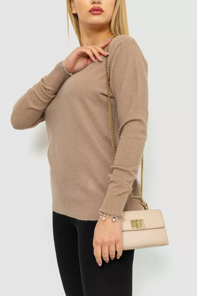 Купить Кофта женский однотонный повседневный  -уценка, цвет мокко, 244R2033-U-2 - Фото №3