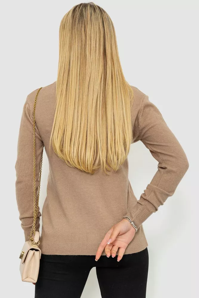 Купить Кофта женский однотонный повседневный  -уценка, цвет мокко, 244R2033-U-2 - Фото №4