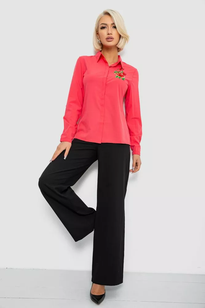 Купити Сорочка жіноча класична з аплікацією, колір кораловий, 230R014-3 - Фото №2