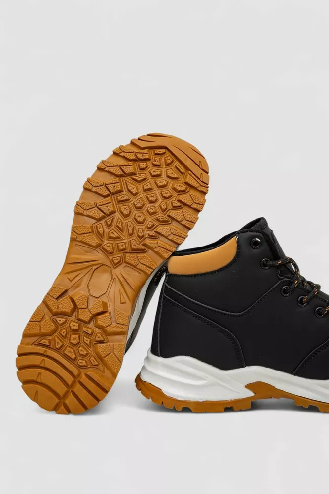 Купить Кроссовки женские зимние на меху, цвет черно-бежевый, 248RH770 - Фото №5