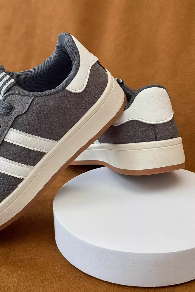 Купить Кеды женские замша, цвет темно-серый, 248RJH400 оптом - Фото №4