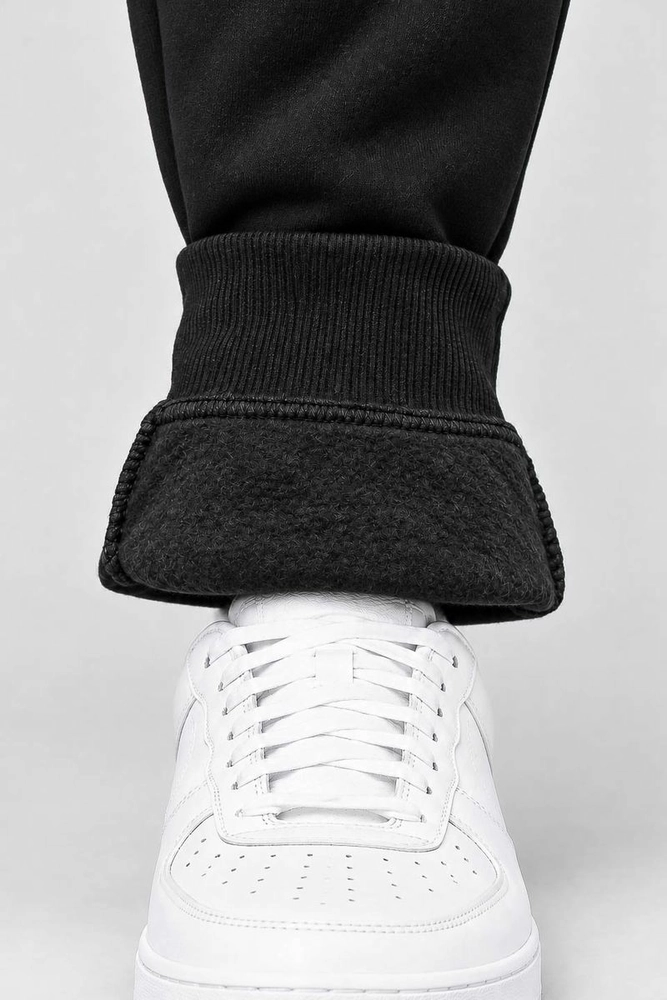 Купить Спортивные штаны мужские на флисе  -уценка, цвет черный, 129R6130-5-U-1 - Фото №5
