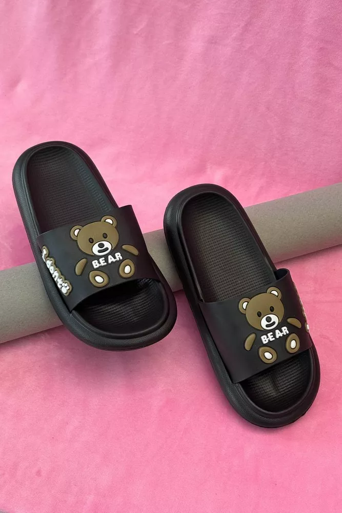 Купити Шльопанці жіночі з аплікацією, колір чорний, 243R5028-3 - Фото №1