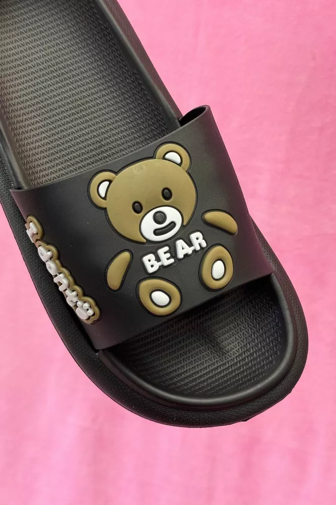 Купити Шльопанці жіночі з аплікацією, колір чорний, 243R5028-3 - Фото №2