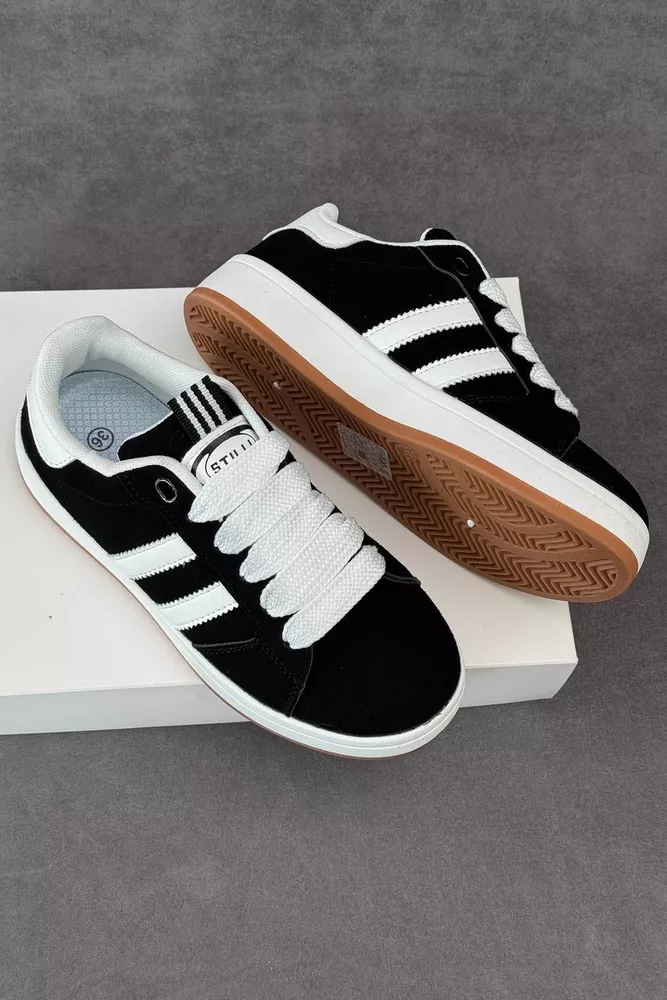 Купити Кеди жіночі замша, колір чорно-білий, 248RJH400 оптом - Фото №3