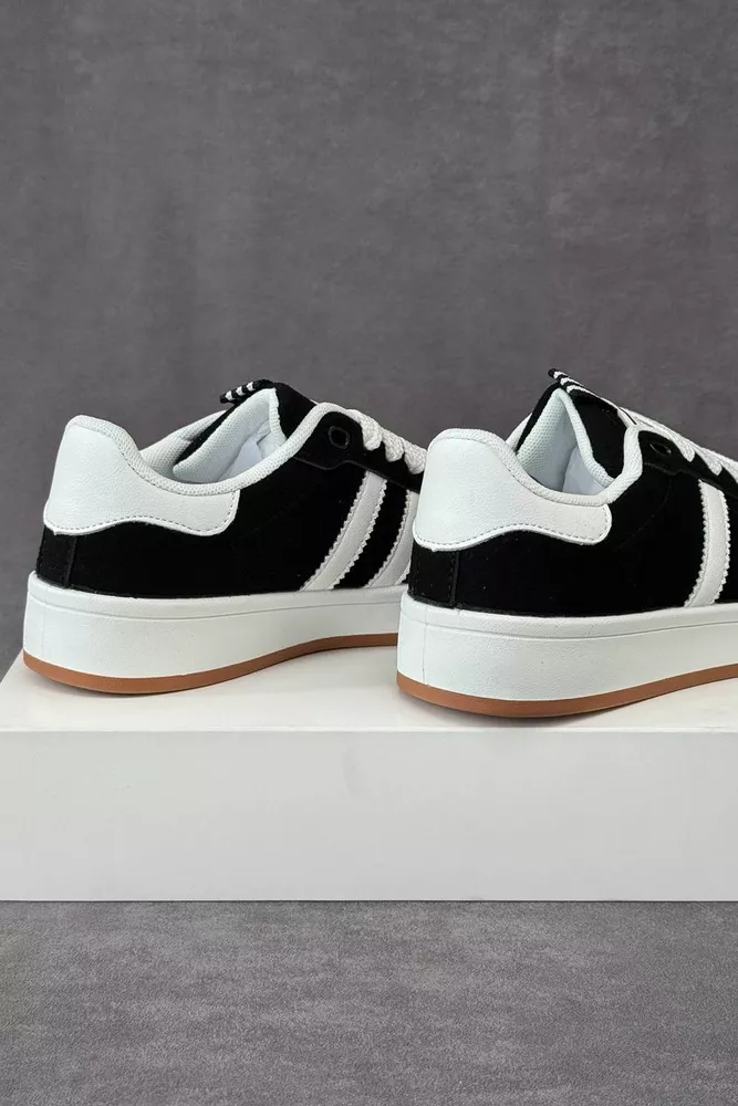 Купити Кеди жіночі замша, колір чорно-білий, 248RJH400 оптом - Фото №4