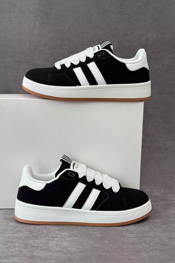 Купити Кеди жіночі замша, колір чорно-білий, 248RJH400 оптом - Фото №1