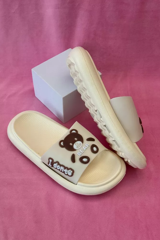 Купить Шлепанцы женские с аппликацией, цвет светло-бежевый, 243R5028-3 - Фото №2