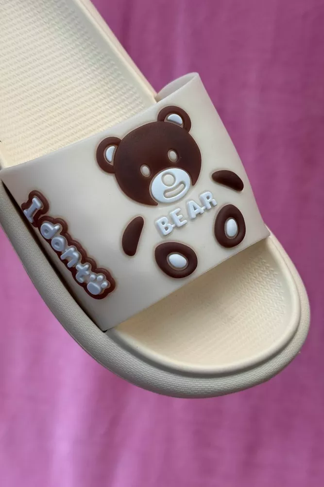 Купить Шлепанцы женские с аппликацией, цвет светло-бежевый, 243R5028-3 - Фото №3