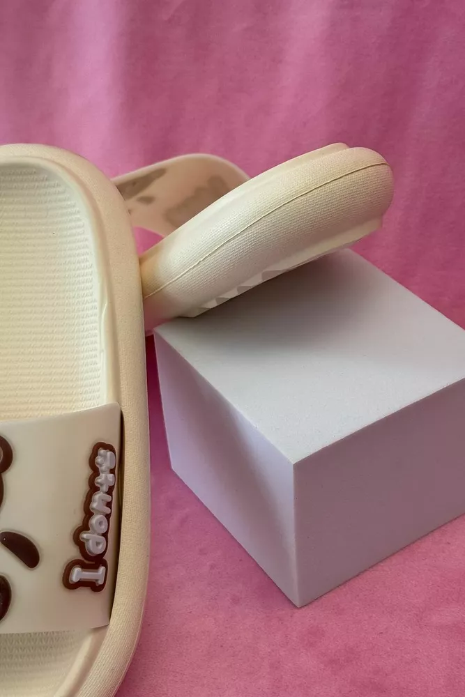 Купить Шлепанцы женские с аппликацией, цвет светло-бежевый, 243R5028-3 - Фото №5