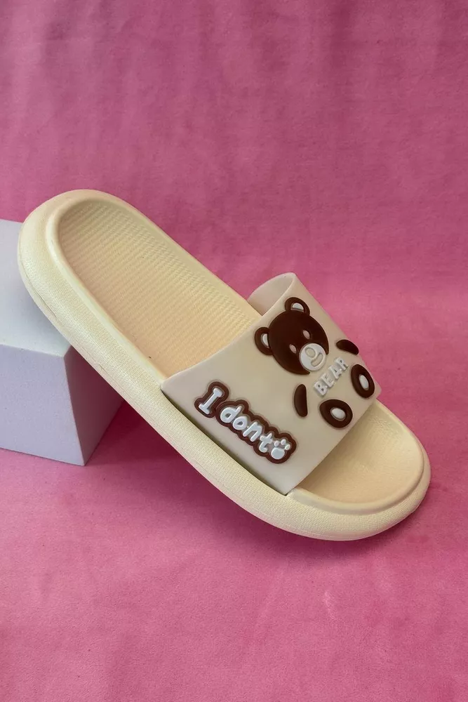 Купить Шлепанцы женские с аппликацией, цвет светло-бежевый, 243R5028-3 - Фото №1