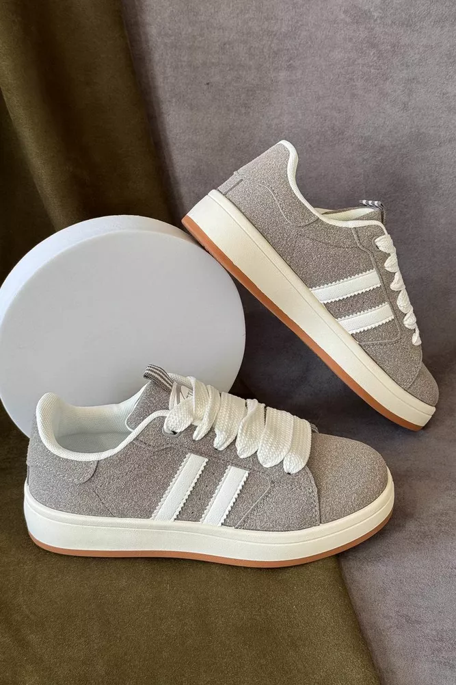 Купить Кеды женские замша, цвет серо-белый, 248RJH400 - Фото №1