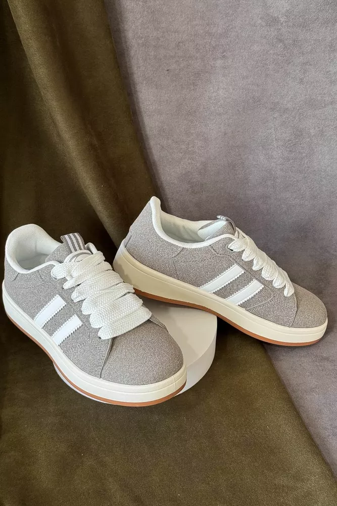 Купить Кеды женские замша, цвет серо-белый, 248RJH400 - Фото №3