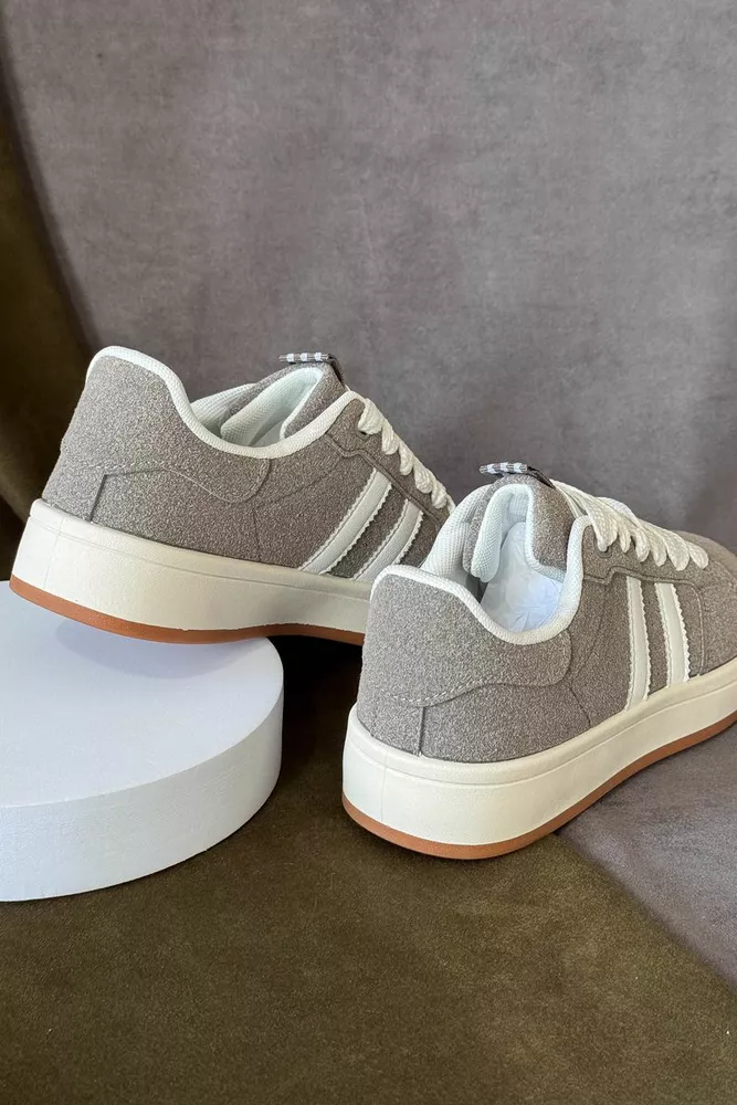 Купить Кеды женские замша, цвет серо-белый, 248RJH400 - Фото №4