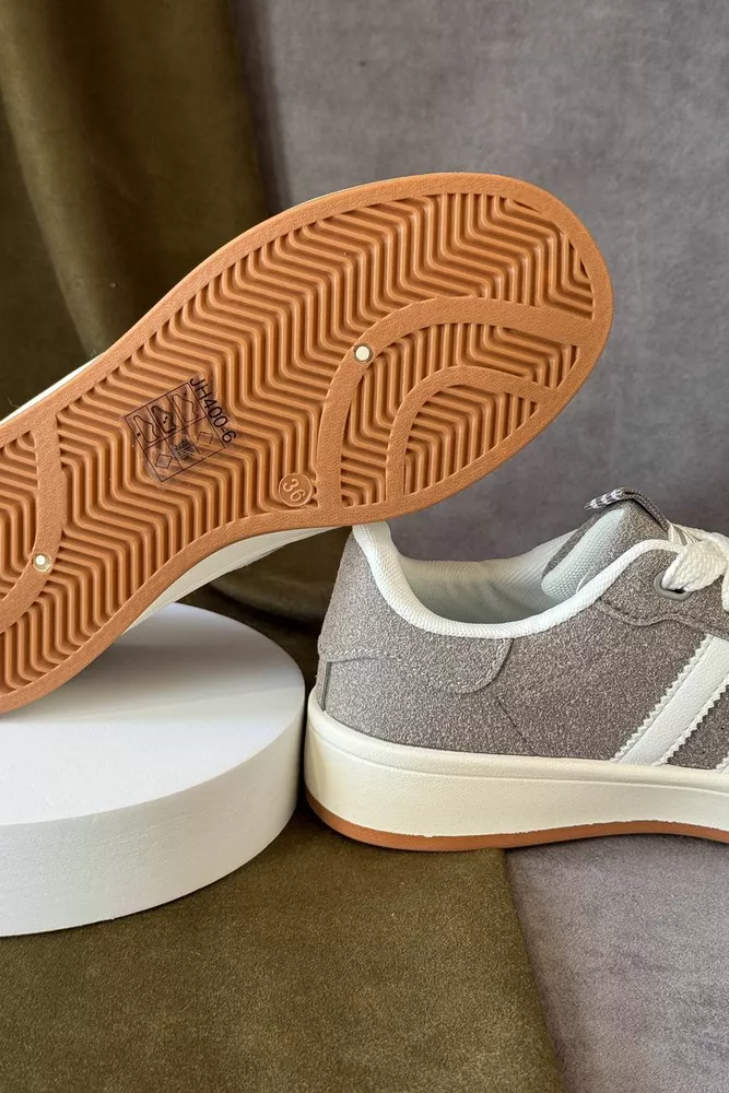 Купить Кеды женские замша, цвет серо-белый, 248RJH400 - Фото №5