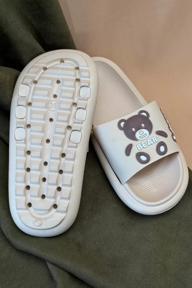 Купити Шльопанці жіночі з аплікацією, колір бежевий, 243R5028-3 - Фото №3