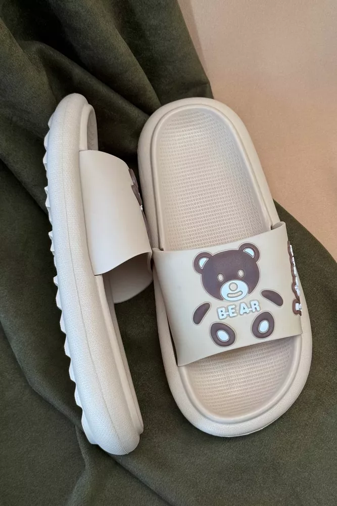 Купити Шльопанці жіночі з аплікацією, колір бежевий, 243R5028-3 - Фото №4