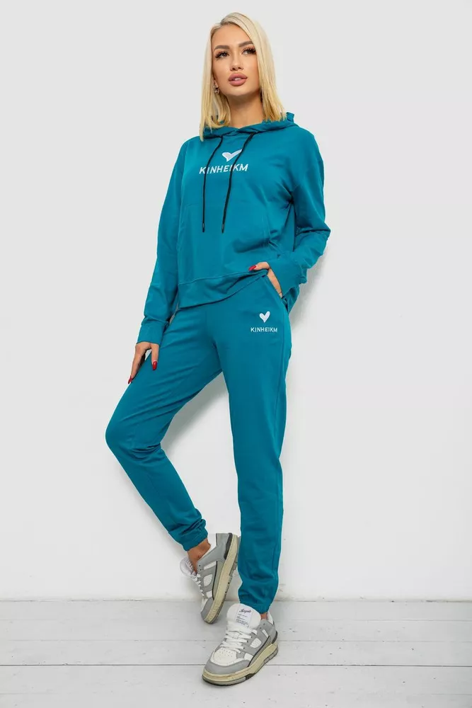 Купить Спортивный костюм женский двухнитка, цвет бирюзовый, 214R1419-007 - Фото №3