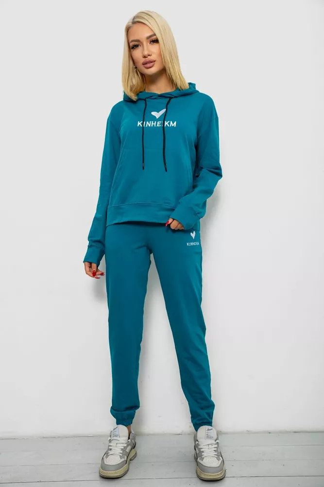 Купить Спортивный костюм женский двухнитка, цвет бирюзовый, 214R1419-007 - Фото №1