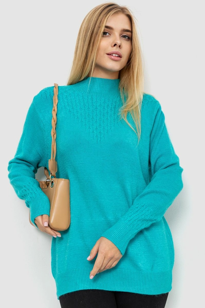 Купити Светр жіночий, колір бірюзовий, 221R20PCS14 - Фото №1
