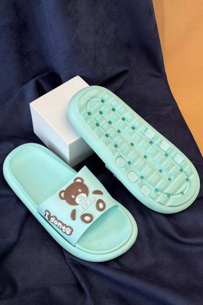 Купить Шлепанцы женские с аппликацией, цвет голубой, 243R5028-3 - Фото №2