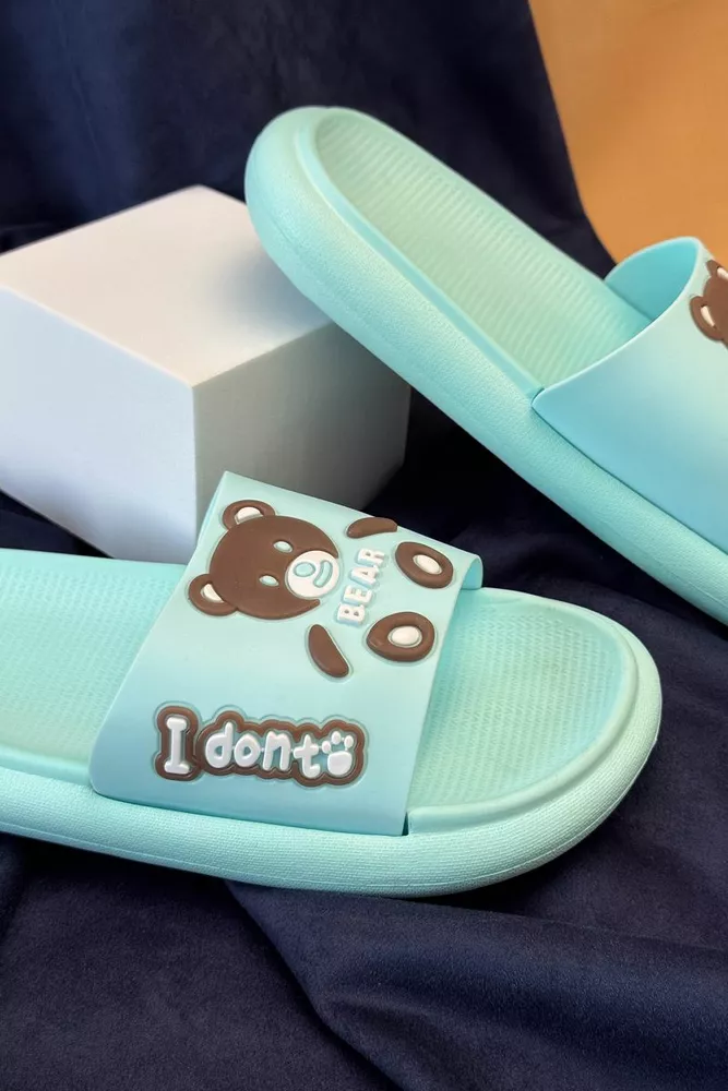 Купить Шлепанцы женские с аппликацией, цвет голубой, 243R5028-3 - Фото №3