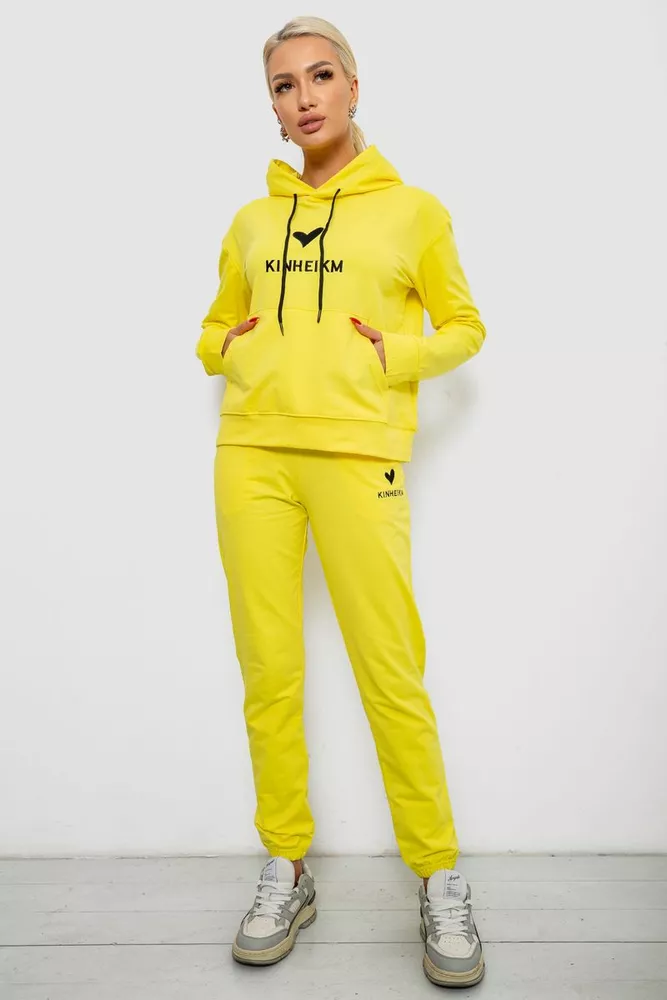 Купити Спортивний костюм жіночий двонитка, колір жовтий, 214R1419-007 оптом - Фото №1