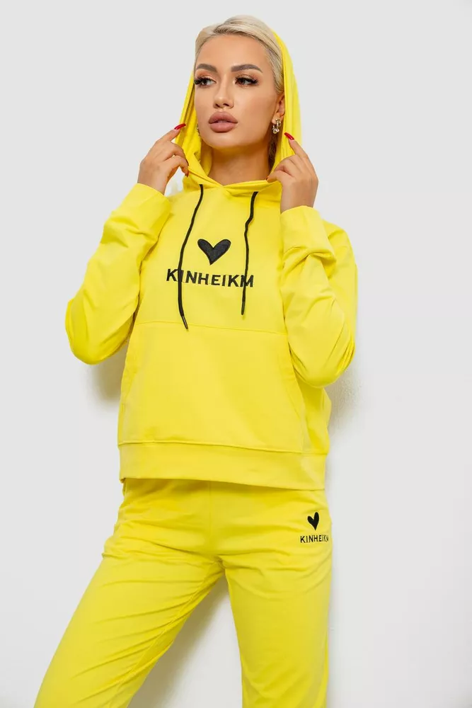 Купити Спортивний костюм жіночий двонитка, колір жовтий, 214R1419-007 оптом - Фото №2