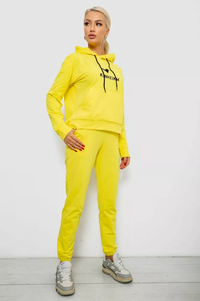 Купити Спортивний костюм жіночий двонитка, колір жовтий, 214R1419-007 оптом - Фото №3