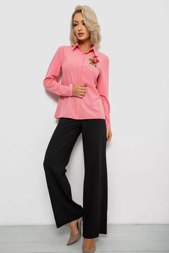 Купить Рубашка женская классическая с аппликацией, цвет розовый, 230R014-3 - Фото №2
