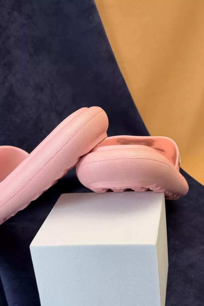 Купить Шлепанцы женские с аппликацией, цвет светло-розовый, 243R5028-3 - Фото №5