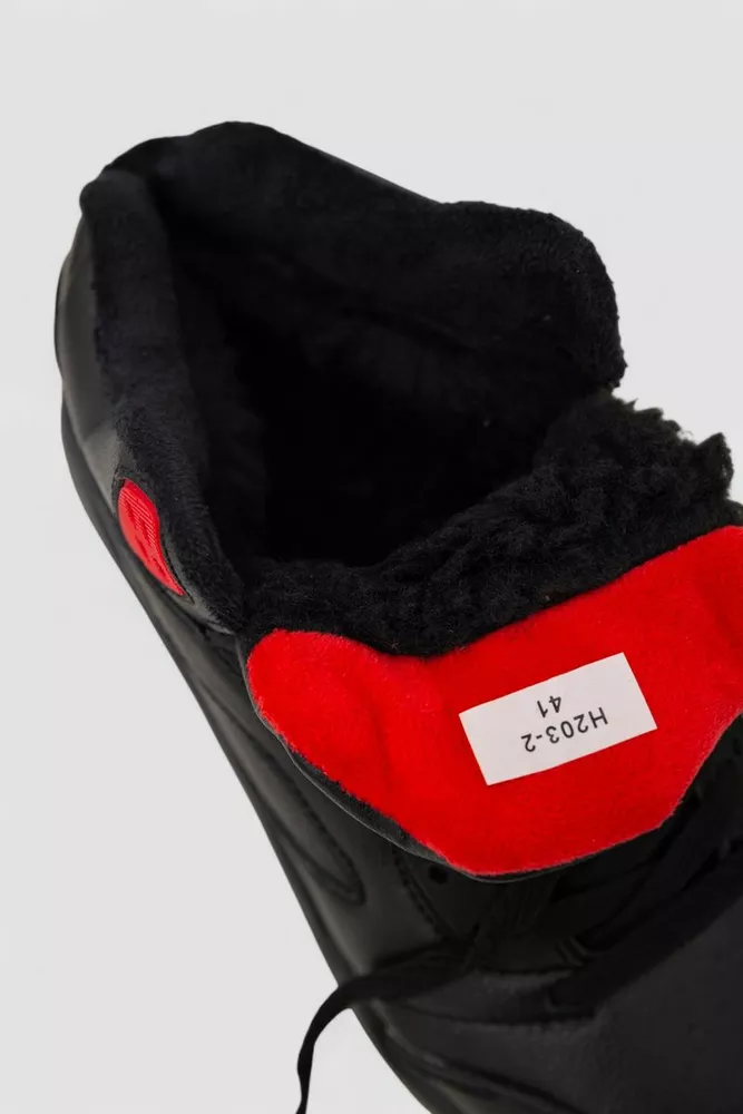 Купити Кросівки чоловічі зимові на хутрі, колір чорно-червоний, 248RH203 - Фото №6