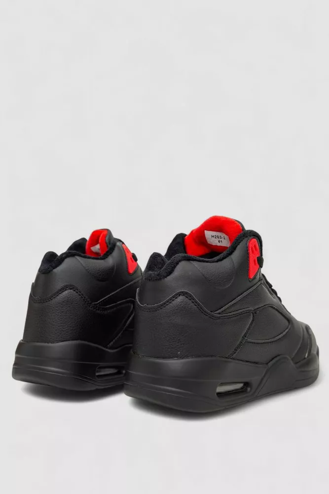 Купити Кросівки чоловічі зимові на хутрі, колір чорно-червоний, 248RH203 - Фото №4