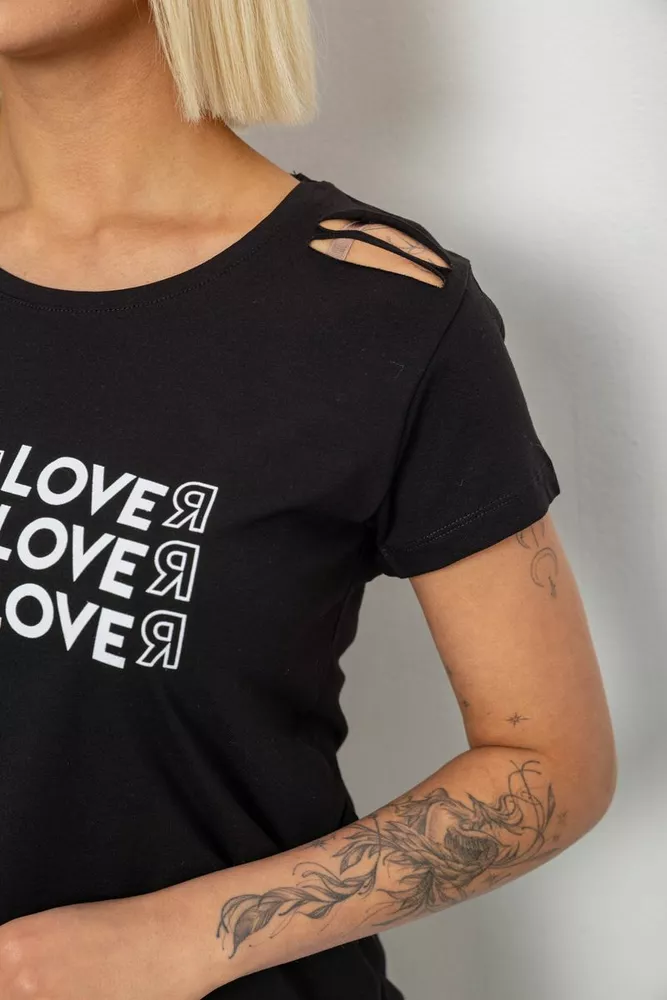 Купить Футболка женская с принтом, цвет черный, 244R2232 - Фото №5