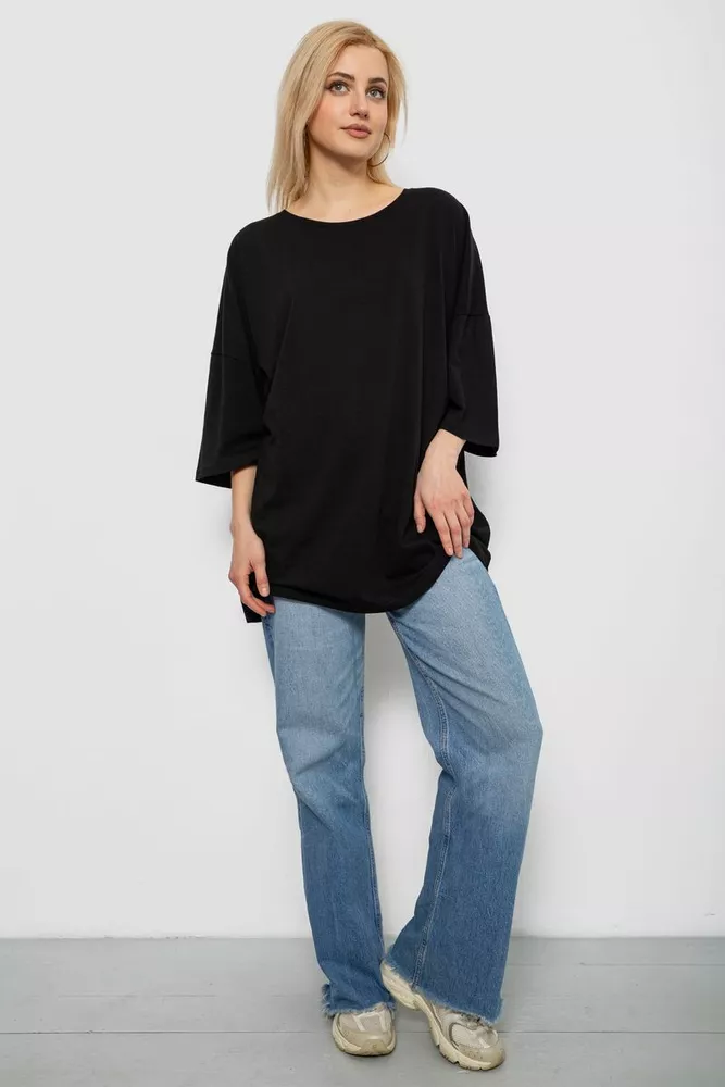 Купить Футболка женская однотонная, цвет черный, 244R3018 - Фото №2