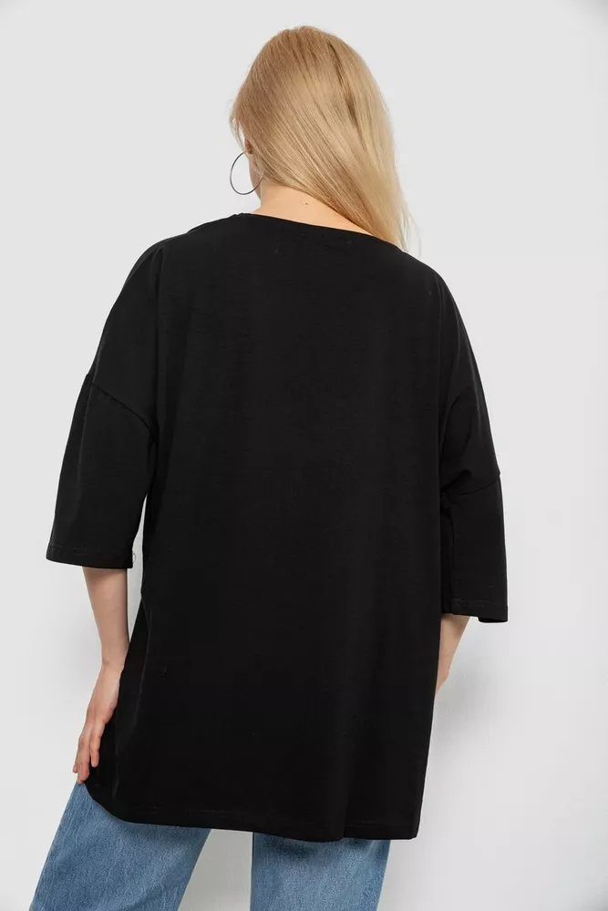 Купить Футболка женская однотонная, цвет черный, 244R3018 - Фото №4
