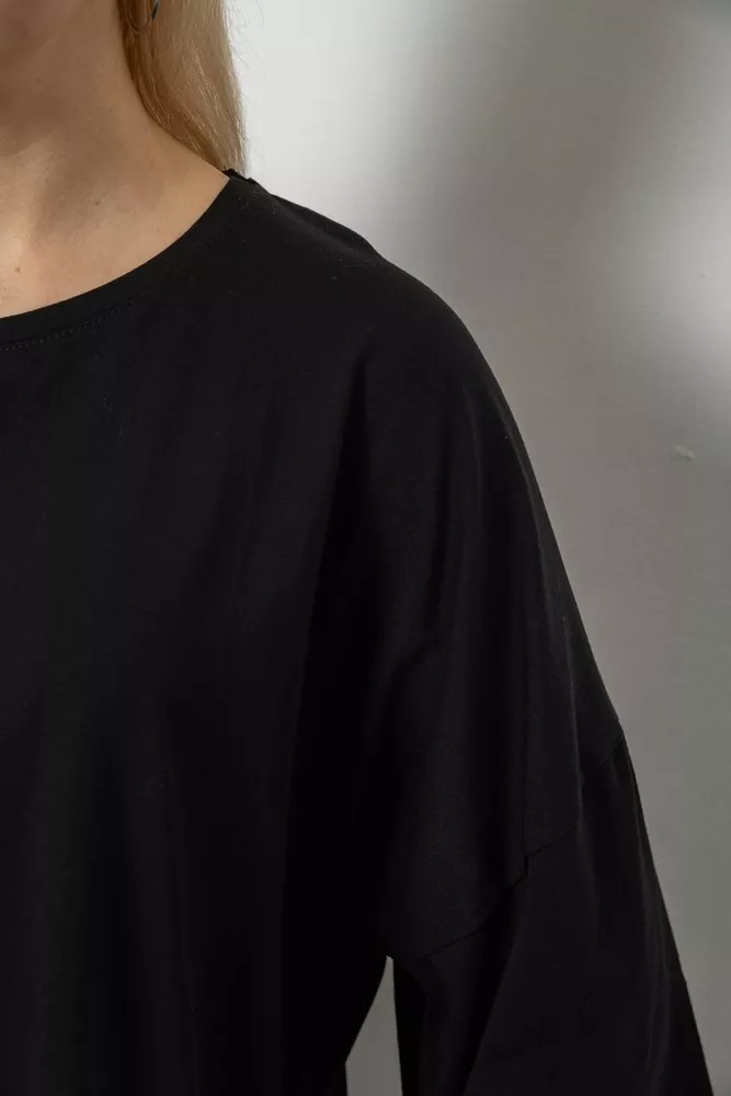 Купить Футболка женская однотонная, цвет черный, 244R3018 - Фото №5