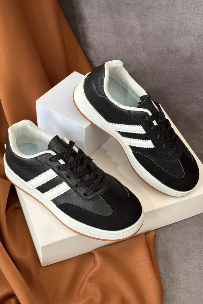 Купити Кросівки жіночі екошкіра, колір чорно-білий, 248RJH700-8 оптом - Фото №3