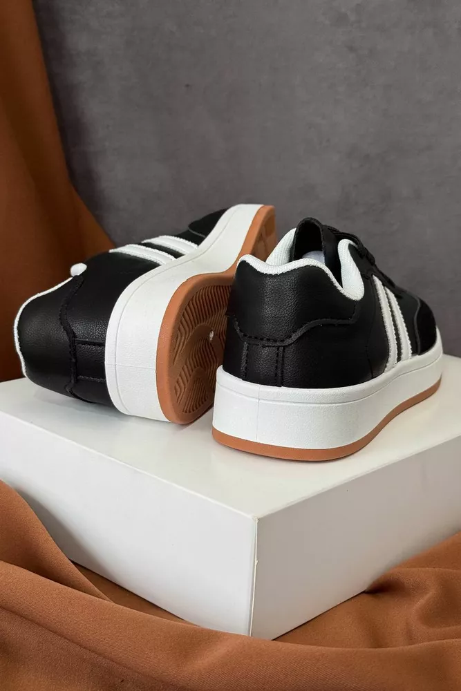 Купити Кросівки жіночі екошкіра, колір чорно-білий, 248RJH700-8 оптом - Фото №4