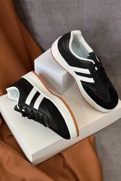 Кросівки жіночі екошкіра, колір чорно-білий, 248RJH700-8