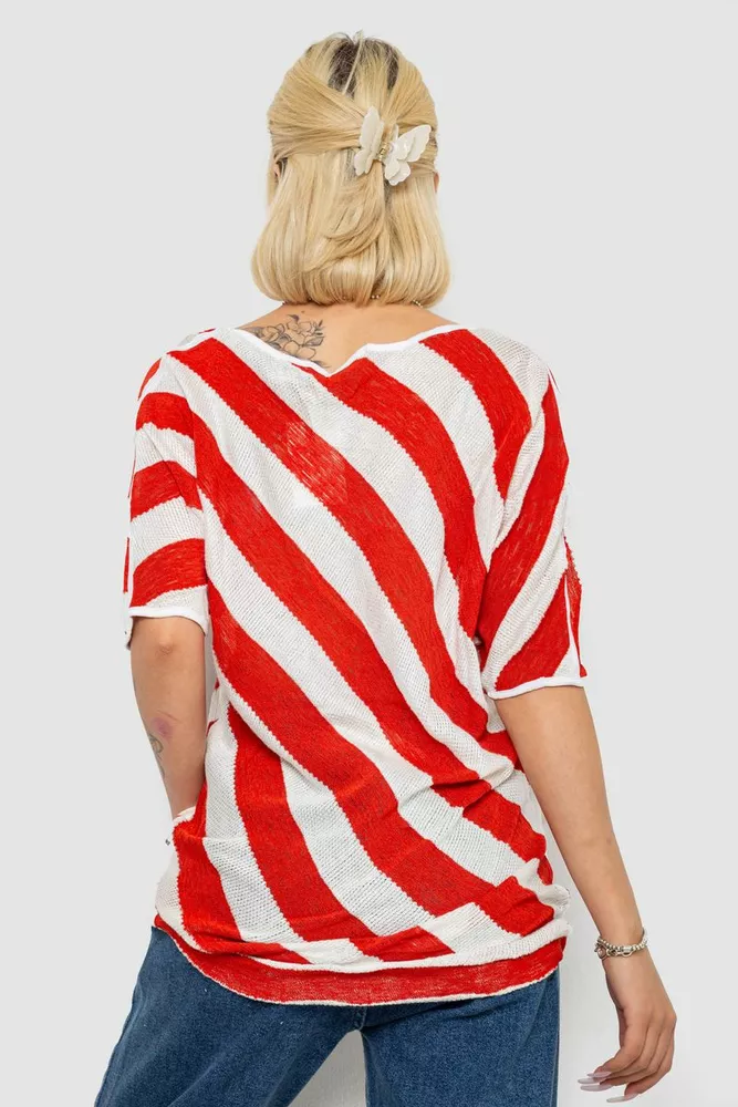Купити Жіноча кофта в смужку, колір біло-теракотовий, 244R0263 - Фото №5