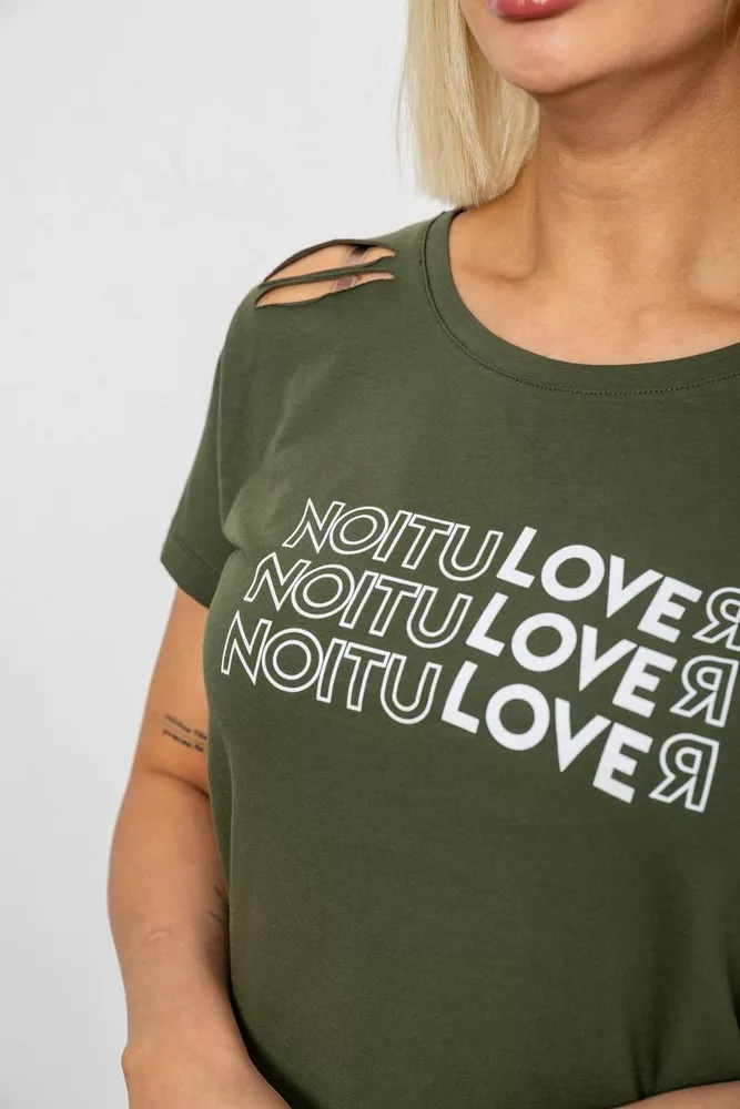 Купить Футболка женская с принтом, цвет хаки, 244R2232 - Фото №5