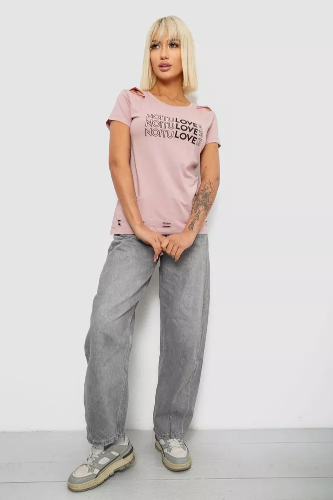 Купити Футболка жіноча з принтом, колір пудровий, 244R2232 - Фото №2