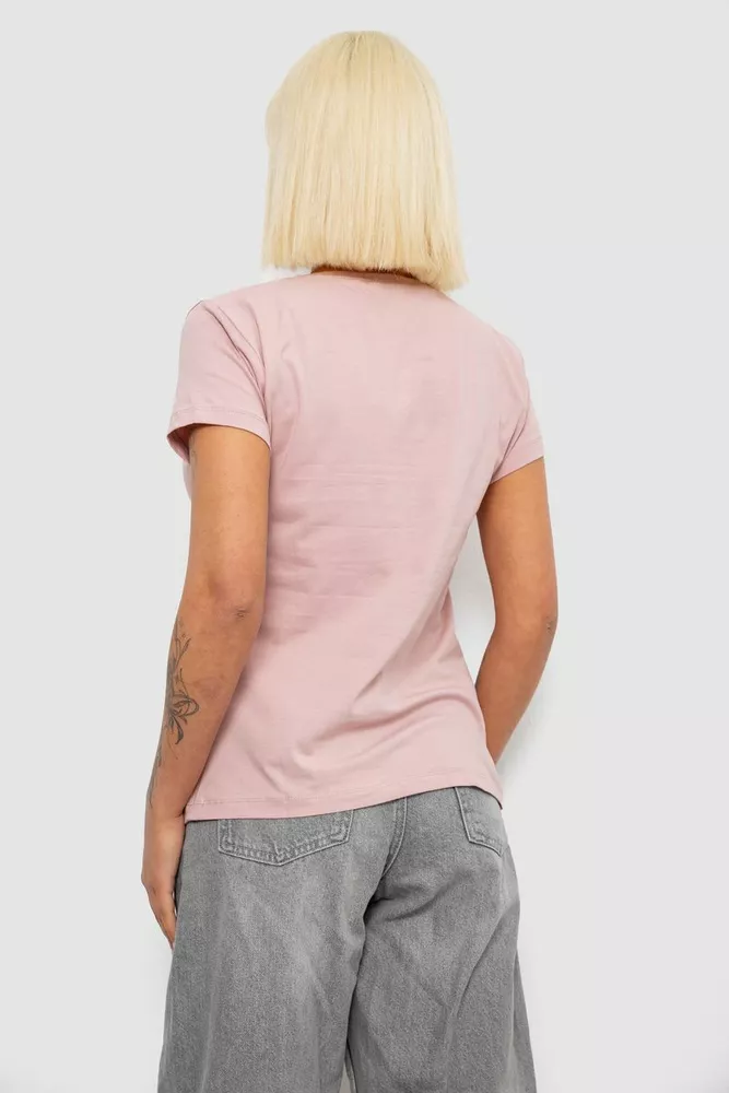 Купити Футболка жіноча з принтом, колір пудровий, 244R2232 - Фото №4