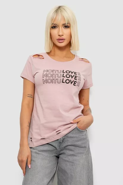 Футболка женская с принтом, цвет пудровый, 244R2232