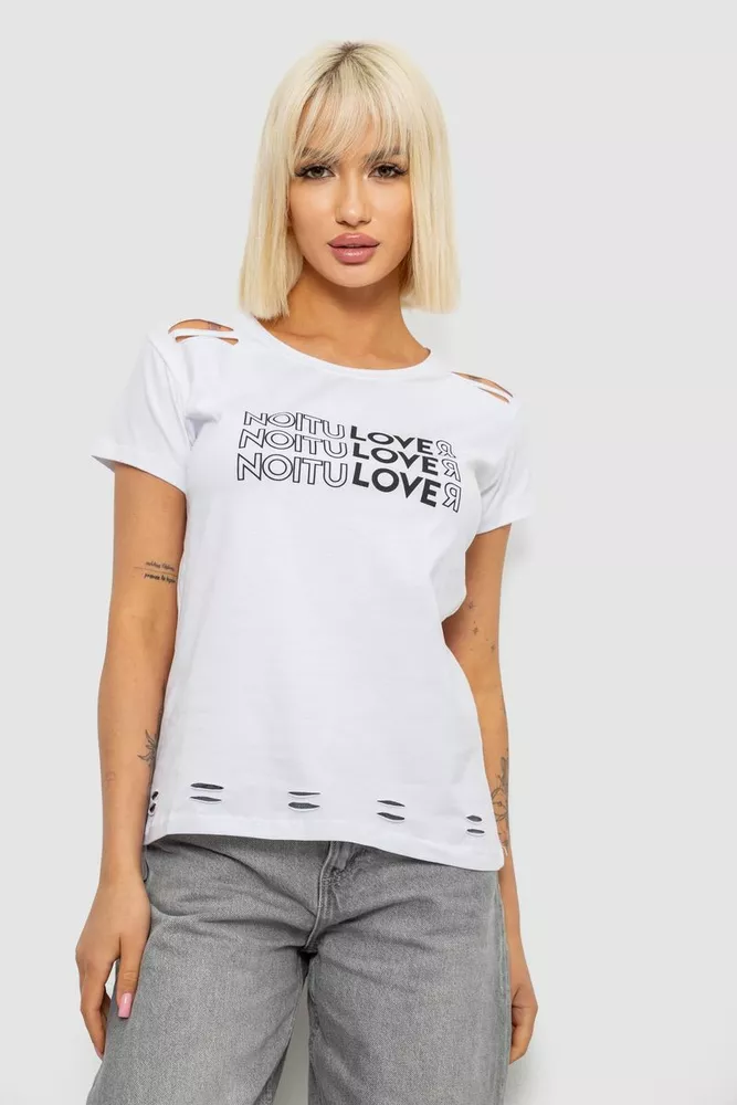 Купить Футболка женская с принтом, цвет белый, 244R2232 - Фото №1