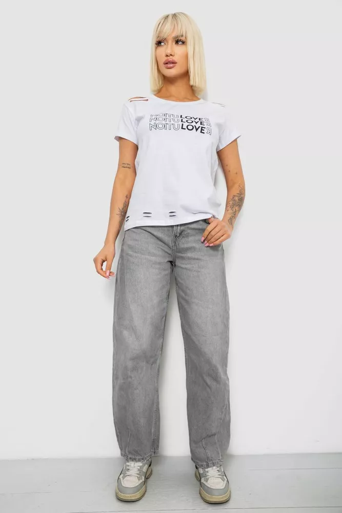 Купить Футболка женская с принтом, цвет белый, 244R2232 - Фото №2