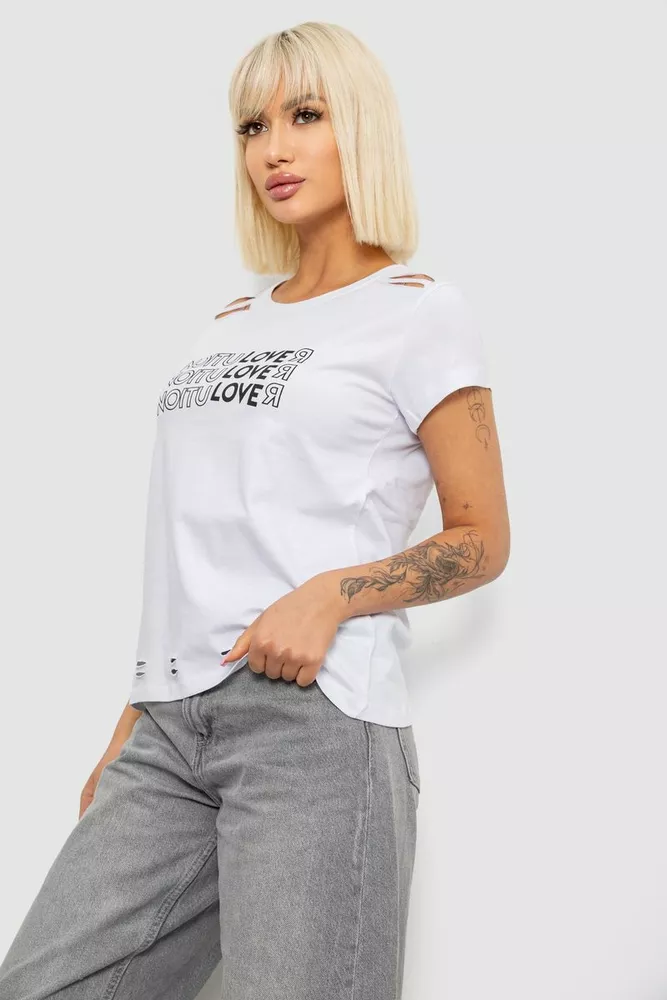 Купить Футболка женская с принтом, цвет белый, 244R2232 - Фото №3