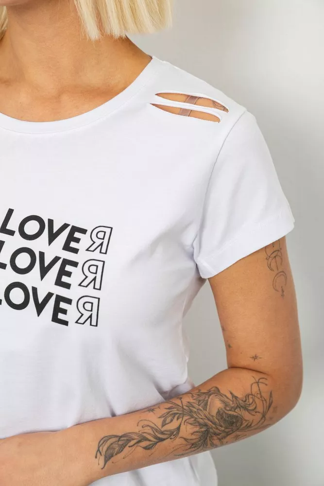 Купить Футболка женская с принтом, цвет белый, 244R2232 - Фото №5